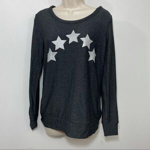 Chaser Crewneck sweatshirt stars l/S gray medium pullover soft